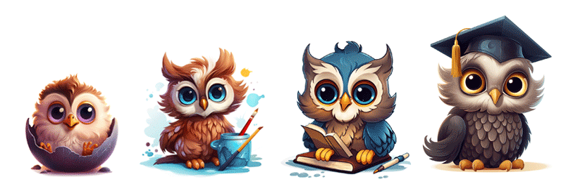 Cartoon images of little owls